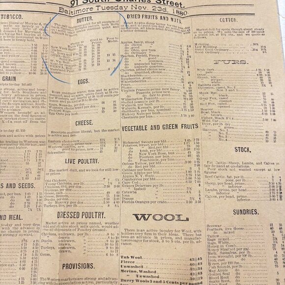 Antique 1880 Mahool & Probst Commission Merchants Newspaper Broadside EPHEMERA - Picture 6 of 8